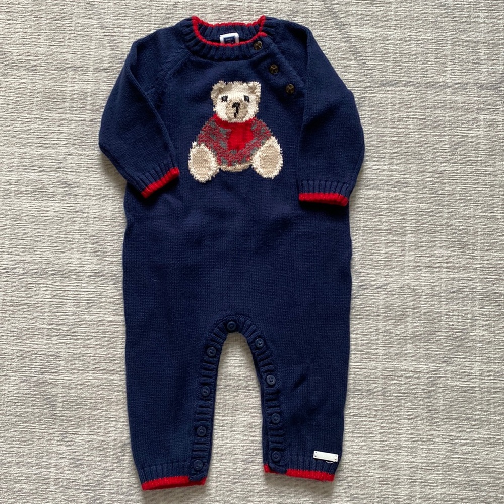 Janie and Jack knitted bear one-piece
